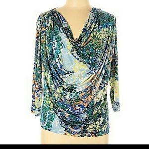 Grisbi 3/4 Sleeve floral TopV Neck blouse Medium